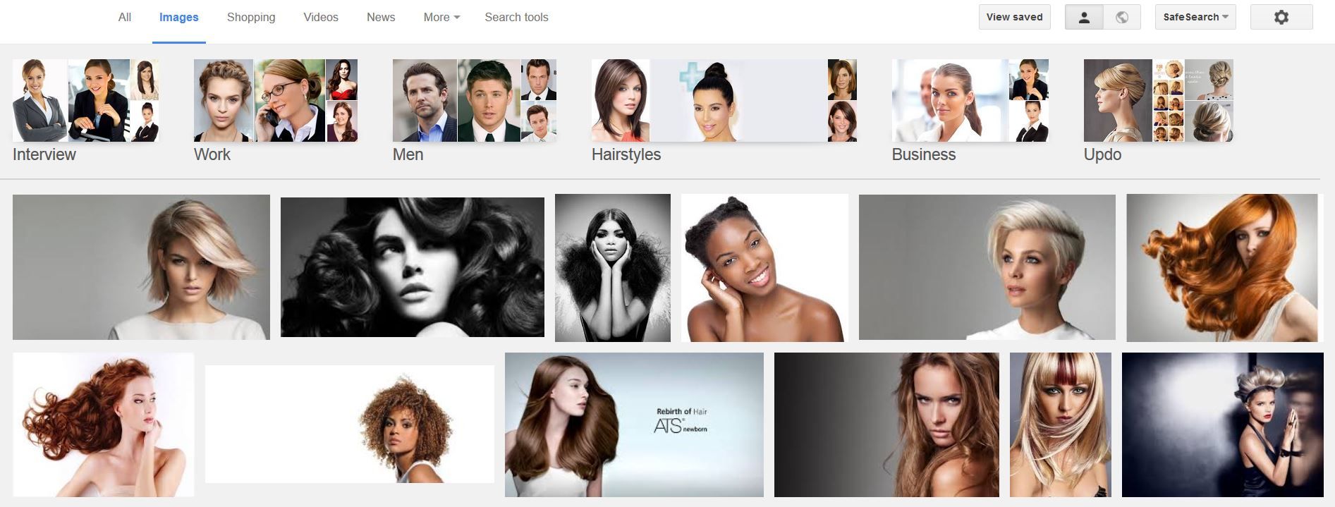 Google Image Search Results for 'professional hair'.